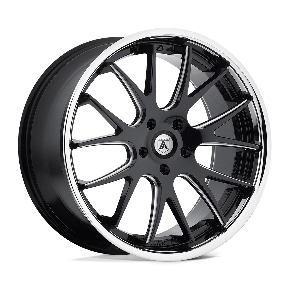 Asanti Black ABL-3 CASTOR MATTE BLACK MILLED W/ SS LIP 20X8.5 5x115 et15 74.1