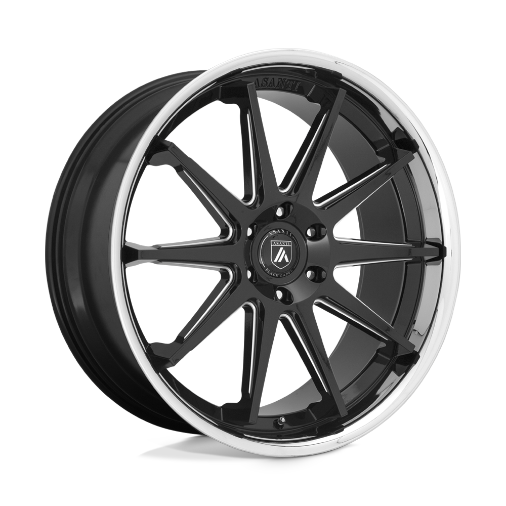 Asanti Black ABL-29 EMPEROR GLOSS BLACK MILLED W/ CHROME LIP 22X10 6x139.7 et30 100.3