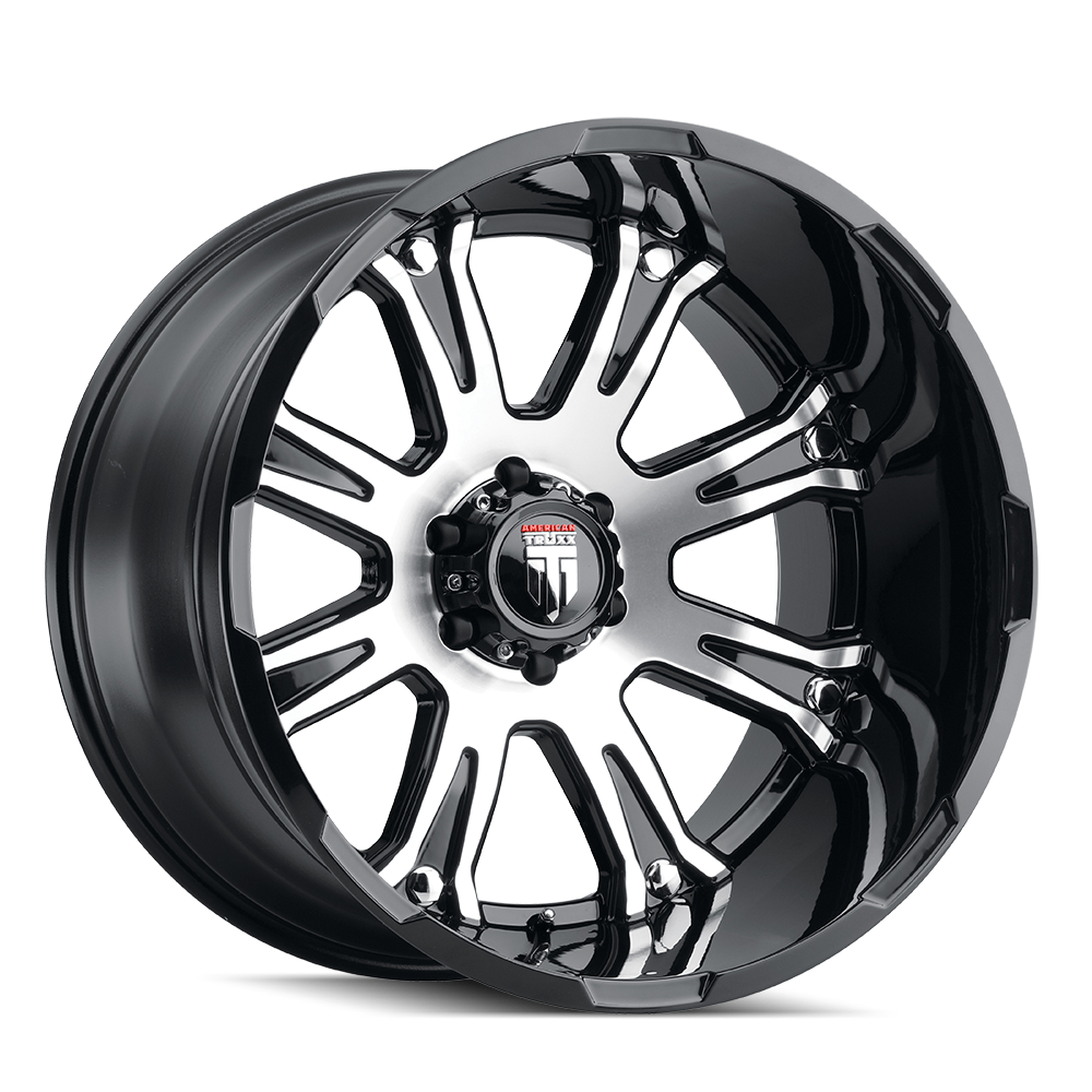 AMERICAN TRUXX BOMB GLOSS BLACK MACHINED 22x14.0 8x180 et-76 125.2