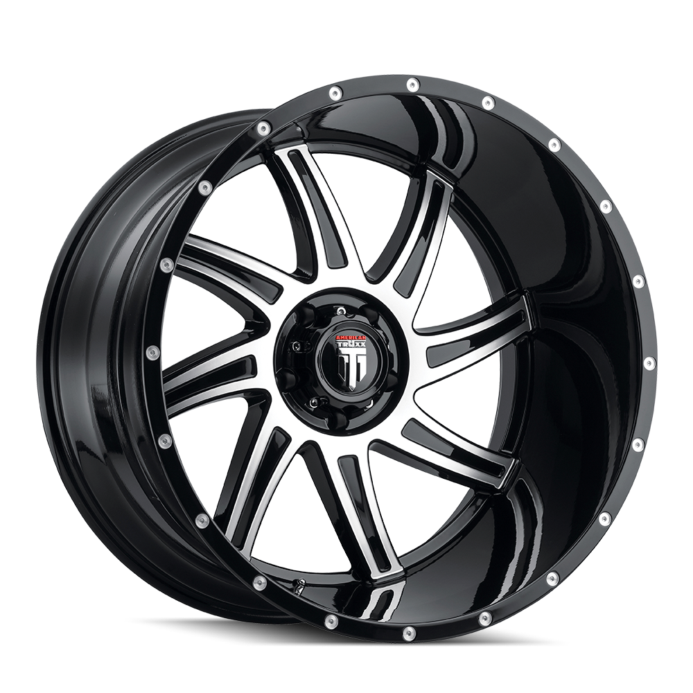 AMERICAN TRUXX VORTEX GLOSS BLACK MACHINED 22x12.0 8x165.1 et-44 125.2