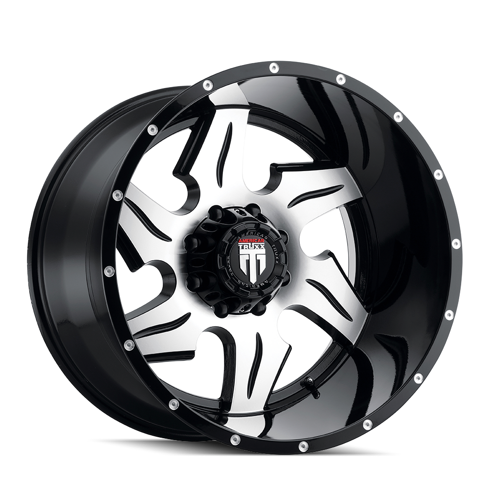 AMERICAN TRUXX NINJA GLOSS BLACK MACHINED 22x14.0 8x165.1 et-76 125.2