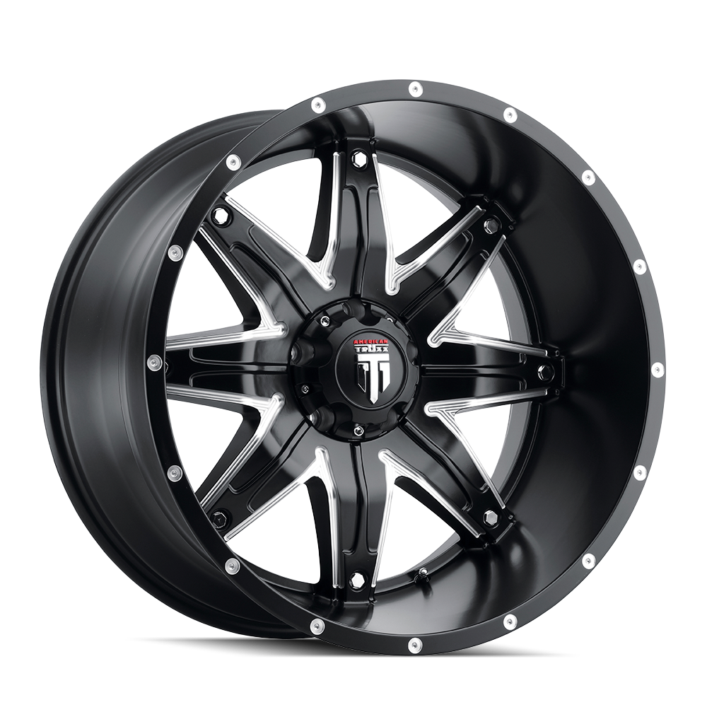 AMERICAN TRUXX LONESTAR SATIN BLACK MILLED 22x12.0 5x127 et-44 78.1