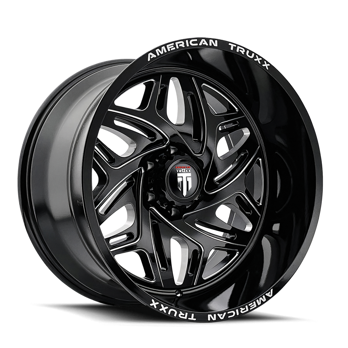 AMERICAN TRUXX EUPHORIA GLOSS BLACK MILLED 22x12.0 6x139.7 et-44 106