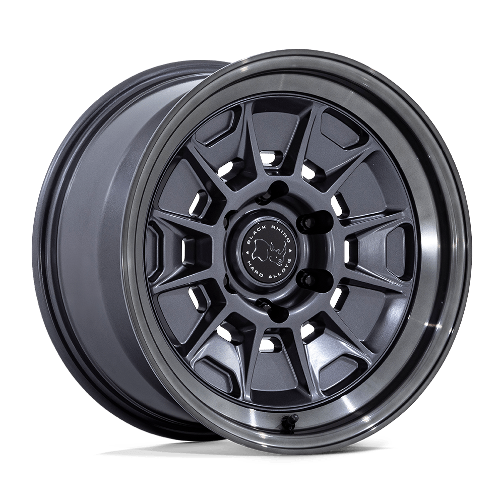Black Rhino BR021 MONDO MATTE GUNMETAL W/ GLOSS GRAY LIP 17X8.5 6x139.7 et-10 106.1