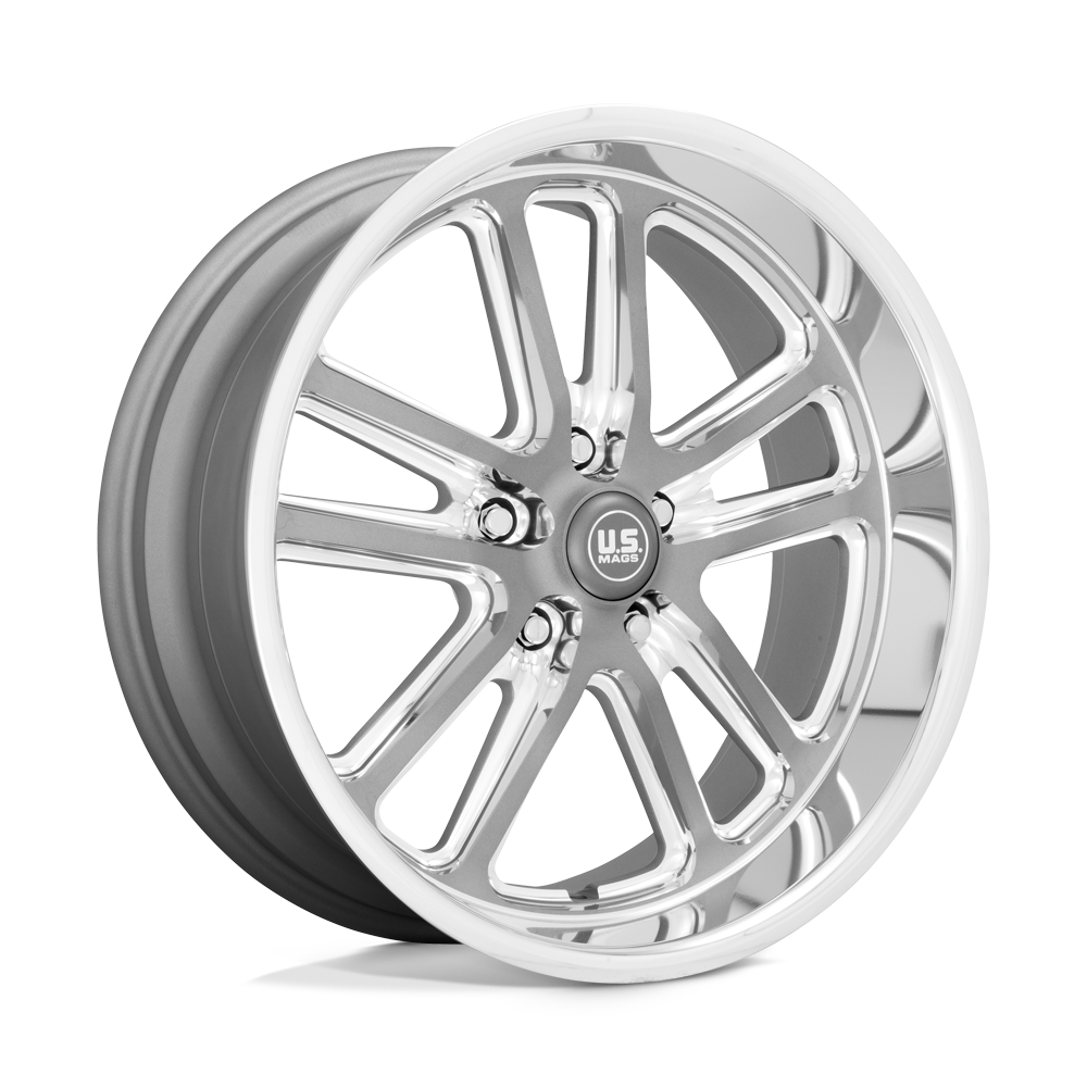 US Mag 1PC U130 BULLET TEXTURED GUN METAL W/ MILLED EDGES 20X9.5 5x114.3 et1 72.56