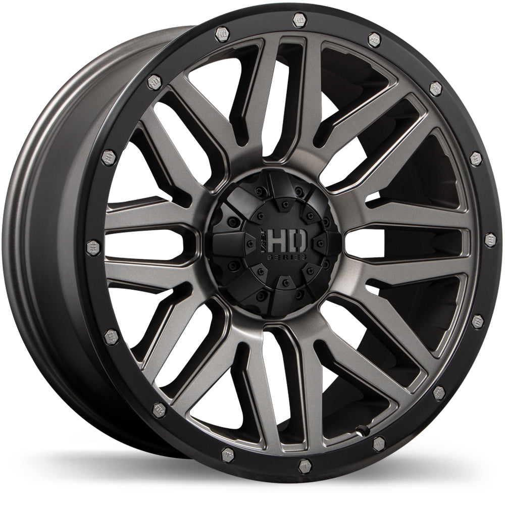 Fast HD Menace Satin Gunmetal with Black Trim 17x8.0 6x135 / 139.7 et15 106.1 F240-1780-89MB+15C061