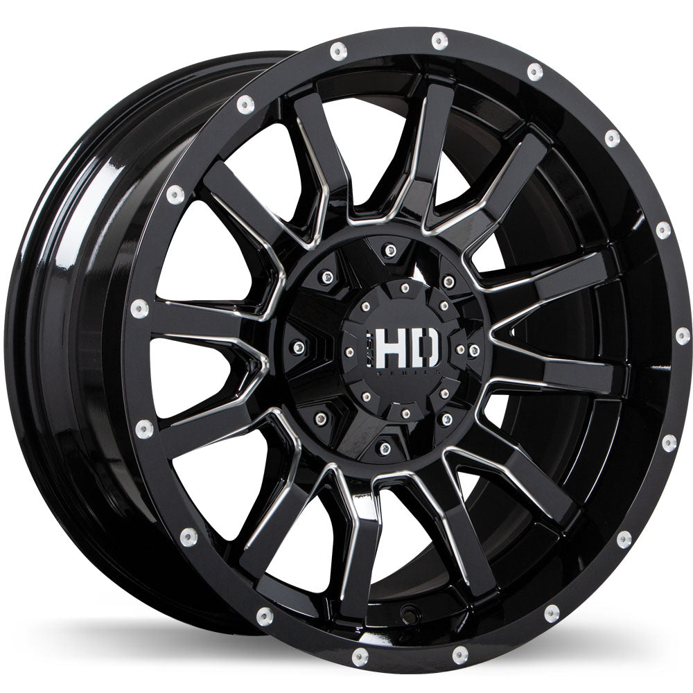 Fast HD TRAXX Gloss Black with Milled Trim 22x12.0 8x180 et-44 124.4 F247A-2220-98BH-44C244