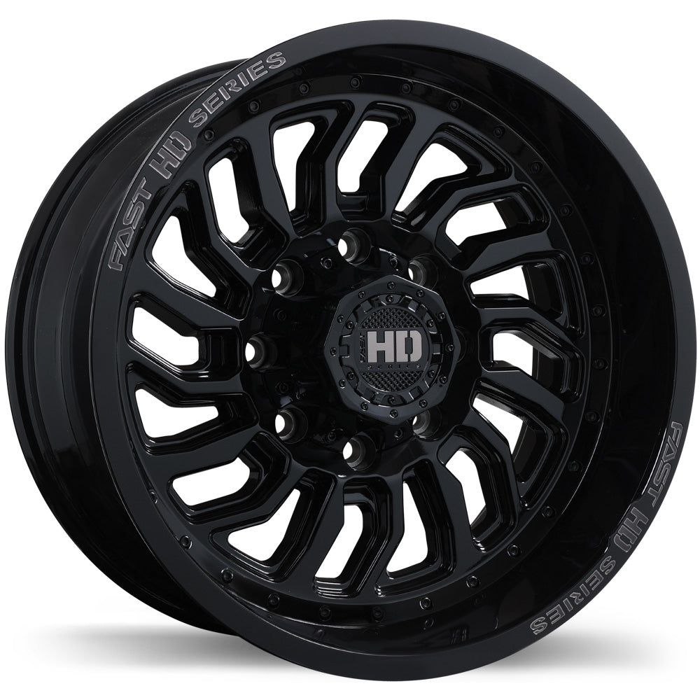 Fast HD D-STRUCT Gloss Black with Grey Milling 20x10.0 8x180 et-15 125.1 F267-2000-98BH-15C251