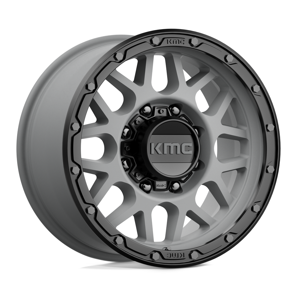 KMC KM535 GRENADE OFF-ROAD MATTE GRAY W/ MATTE BLACK LIP 17X9 8x180 et18 124.2