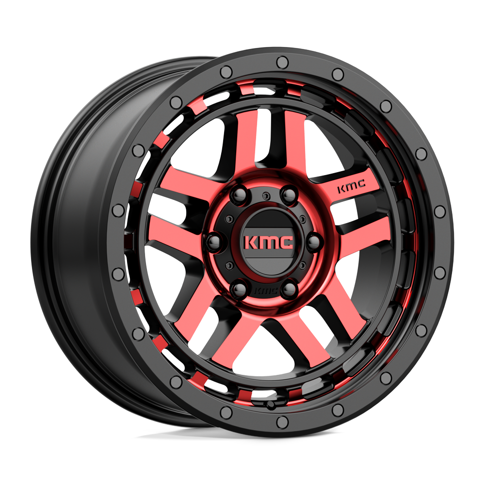 KMC KM540 RECON GLOSS BLACK MACHINED W/ RED TINT 18X8.5 6x139.7 et18 106.1