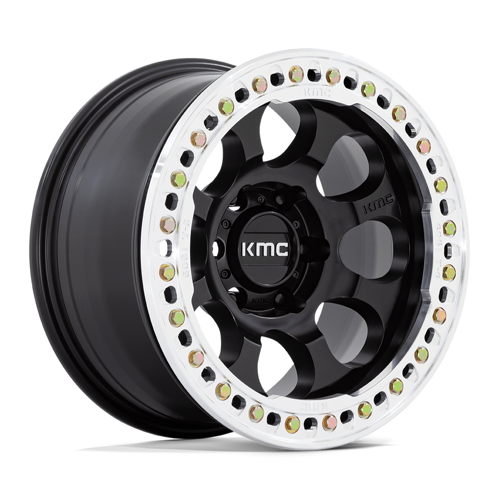 KMC KM237 RIOT BEADLOCK SATIN BLACK W/ MACHINED RING 17X8.5 5x127 et0 71.5