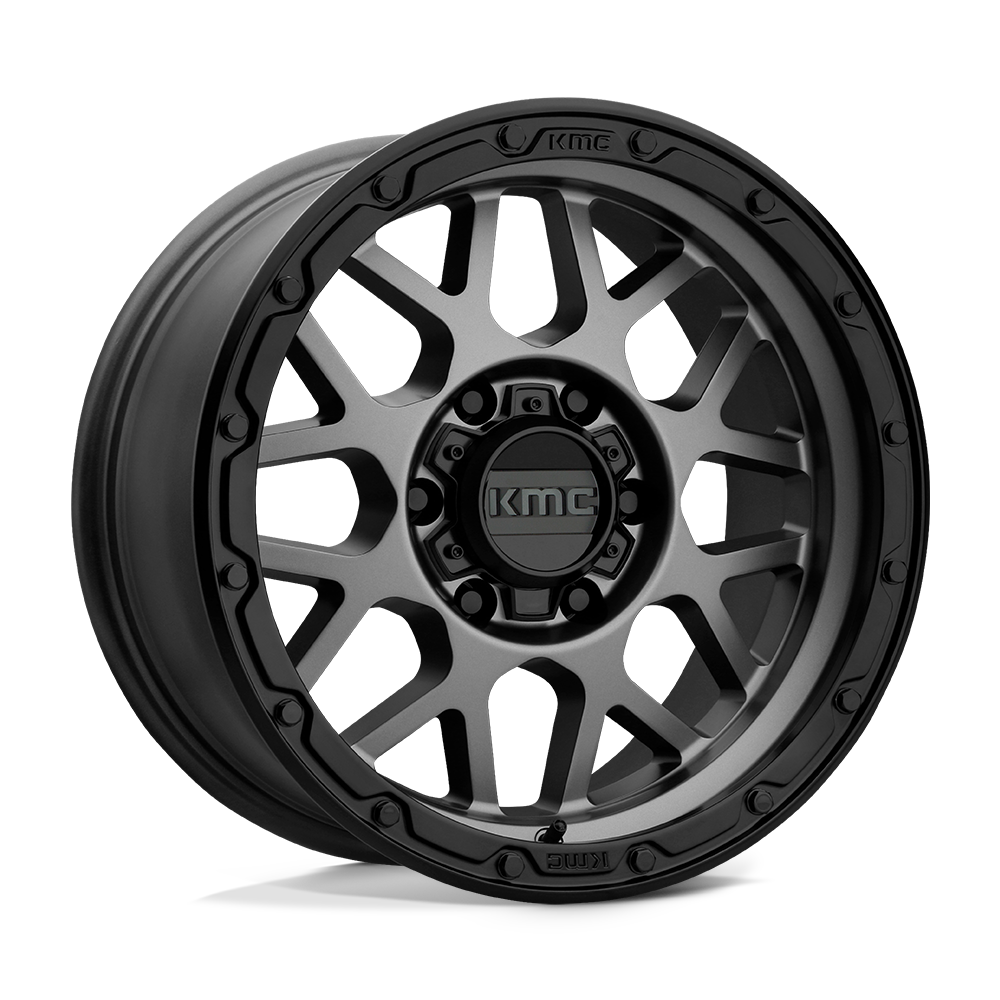 KMC KM535 GRENADE OFF-ROAD MATTE GRAY W/ MATTE BLACK LIP 17X9 6x135 et-12 87.1