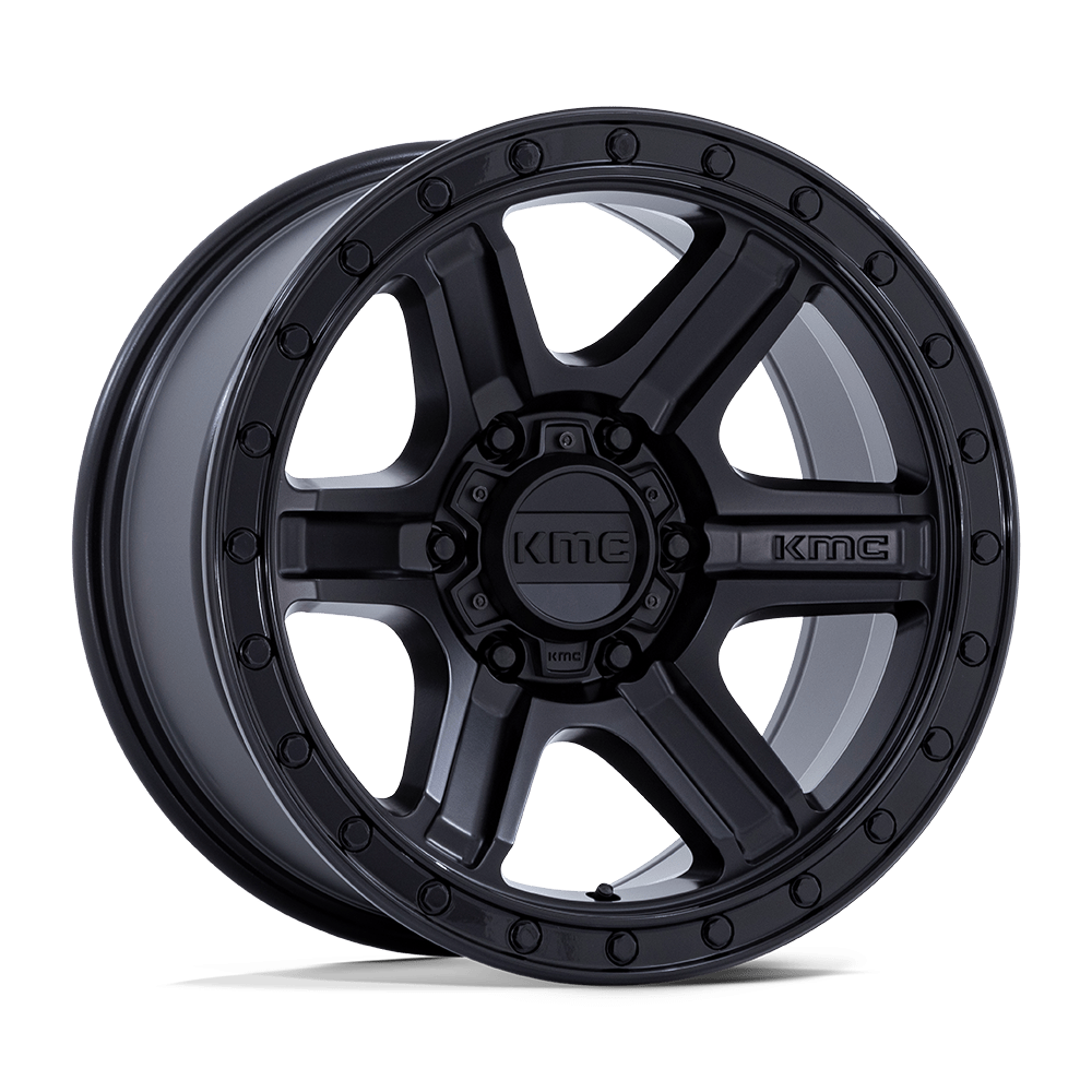 KMC KM551 OUTRUN MATTE BLACK W/ GLOSS BLACK LIP 17X8.5 5x127 et-10 71.5