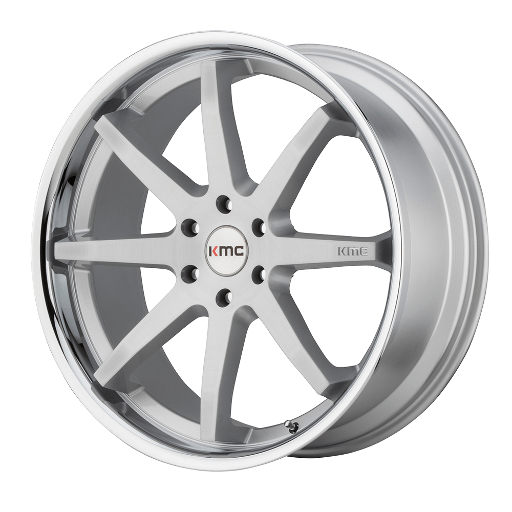 KMC KM715 REVERB BRUSHED SILVER W/ CHROME LIP 22X9.5 6x139.7 et30 100.3