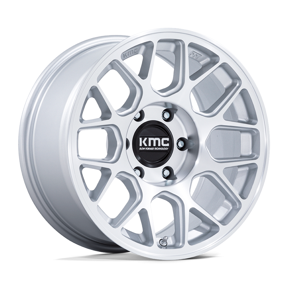KMC KM730 HATCHET GLOSS SILVER W/ MACHINED FACE 17X8.5 5x127 et25 71.5