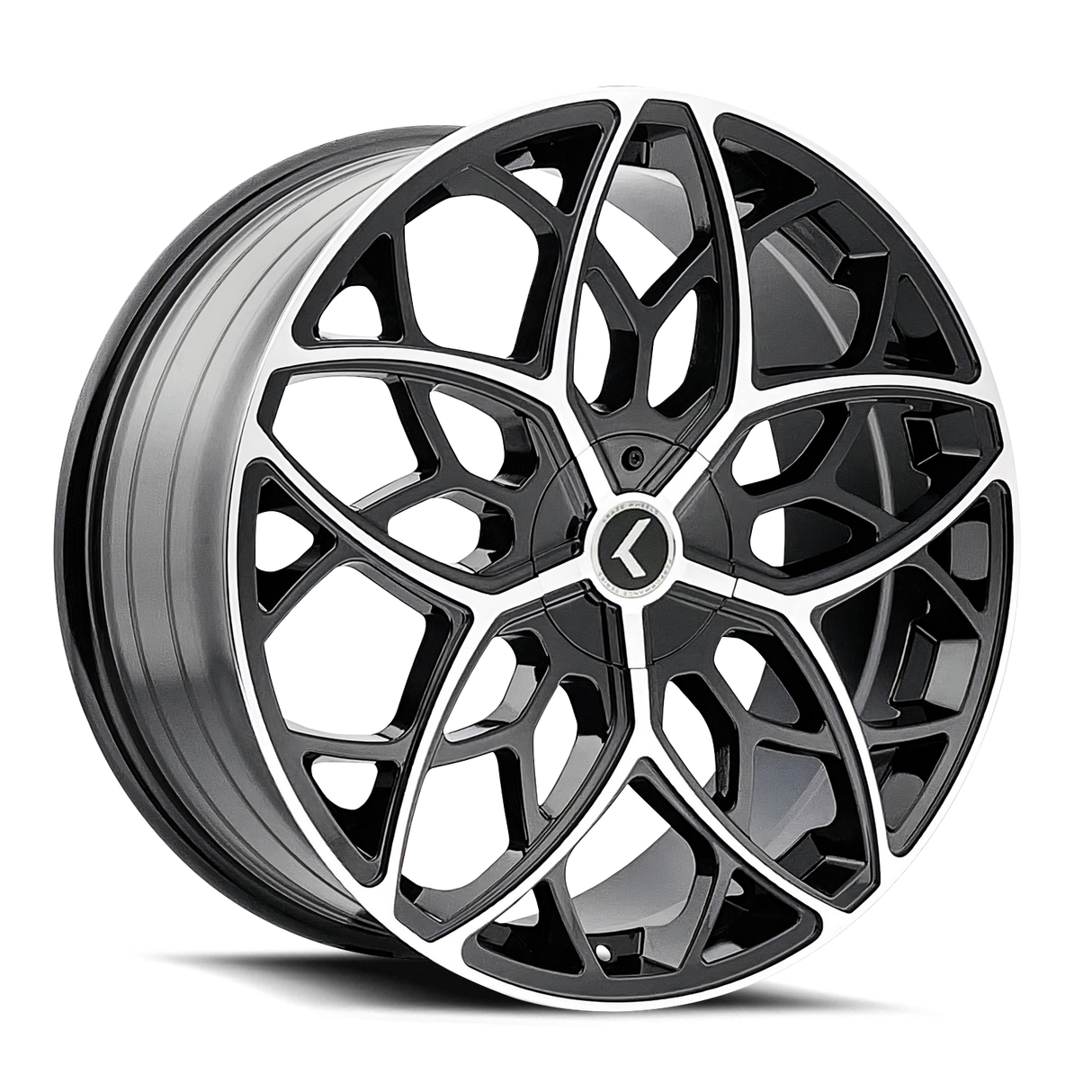 KRAZE RICOCHET GLOSS BLACK MACHINED 22x8.5 5x112/5x114.3 et38 72.62