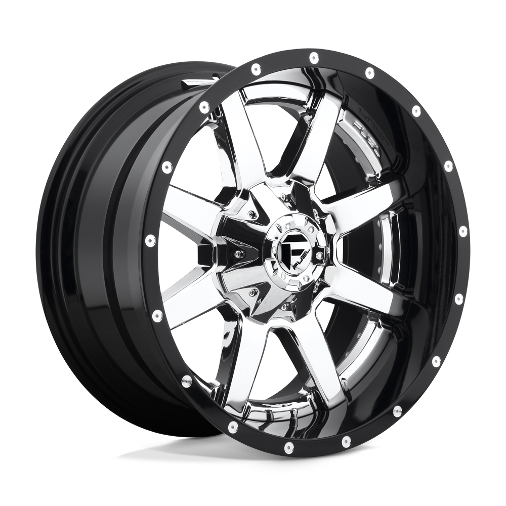 Fuel 2PC D260 MAVERICK CHROME PLATED GLOSS BLACK LIP 20X10 6x135/6x139.7 et-19 106.1
