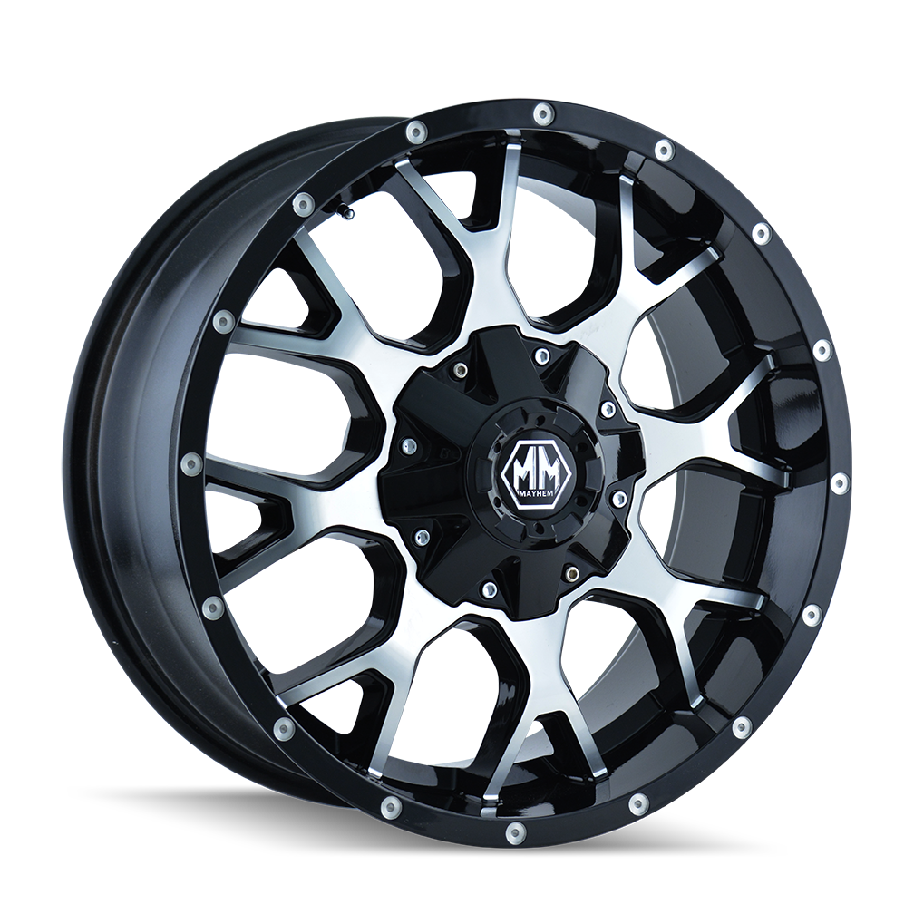 MAYHEM WARRIOR GLOSS BLACK MACHINED 22x12.0 8x165.1/8x170 et-44 130.8