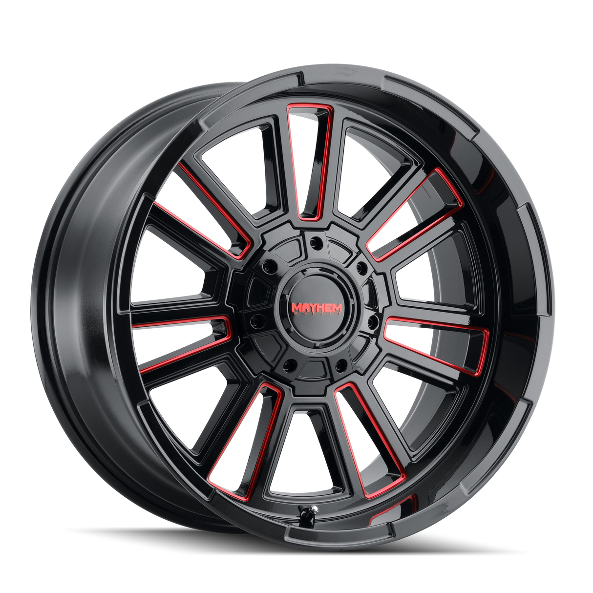 MAYHEM APOLLO GLOSS BLACK MILLED PRISM RED 20x9.0 5x127/5x139.7 et0 87.1