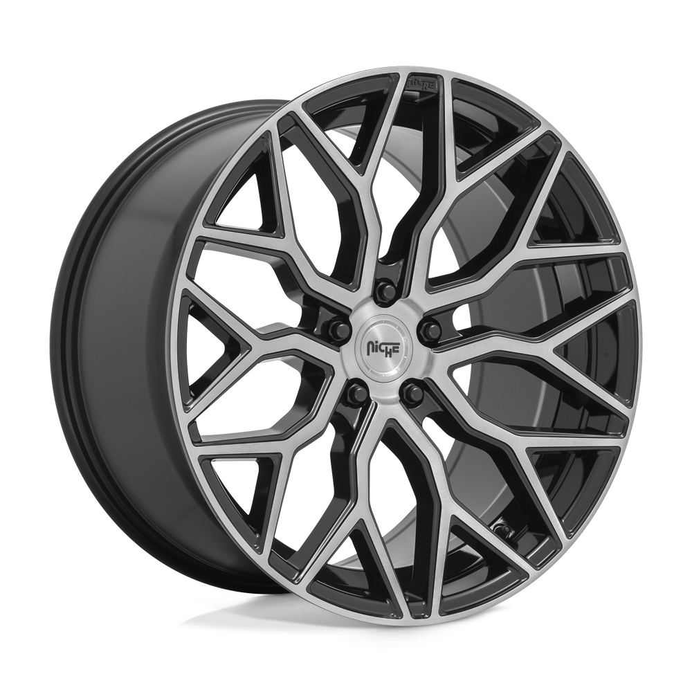 Niche 1PC M262 MAZZANTI GLOSS BLACK BRUSHED FACE 22X10 5x120 et30 74.1