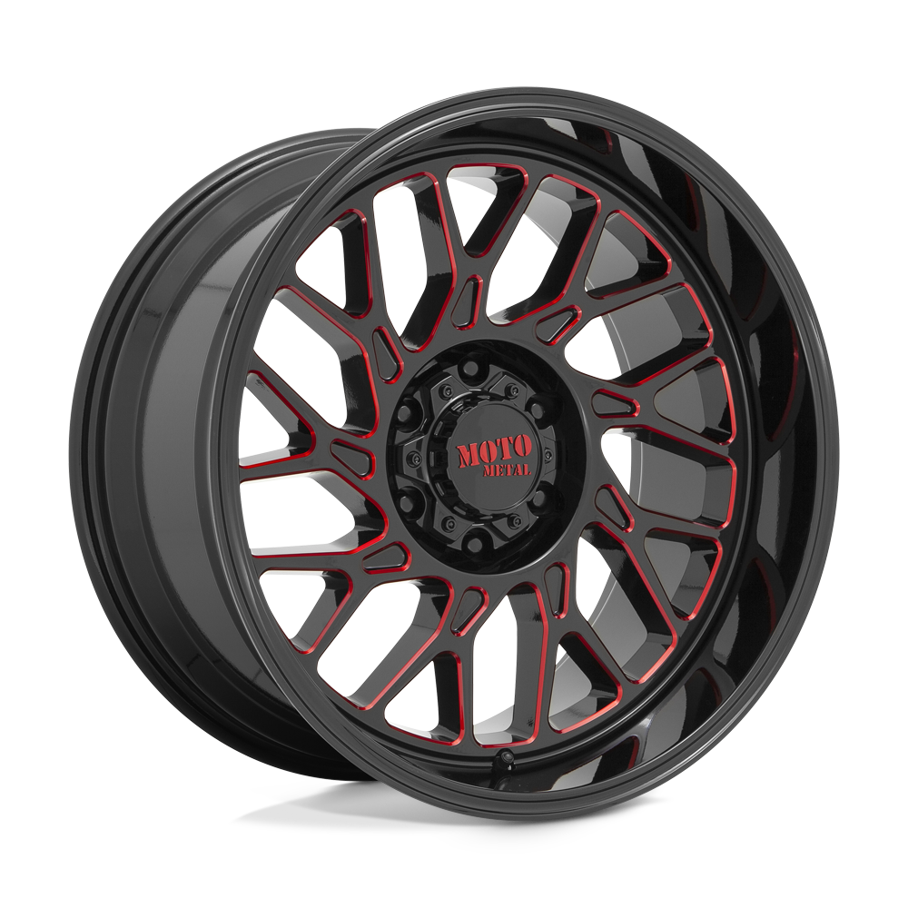 Moto Metal MO805 GLOSS BLACK MILLED W/ RED TINT 20X10 8x165.1 et-18 125.1