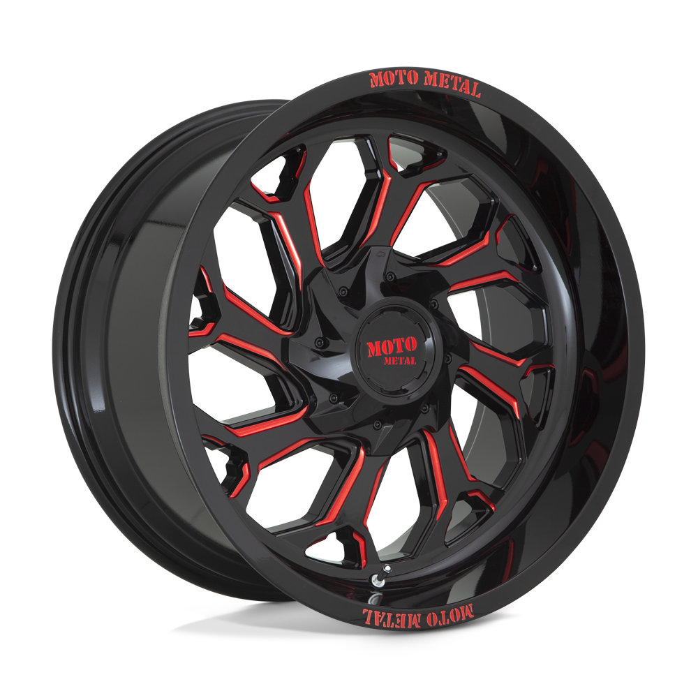 Moto Metal MO999 GLOSS BLACK MILLED W/ RED TINT 20X10 6x135/6x139.7 et-18 106.1