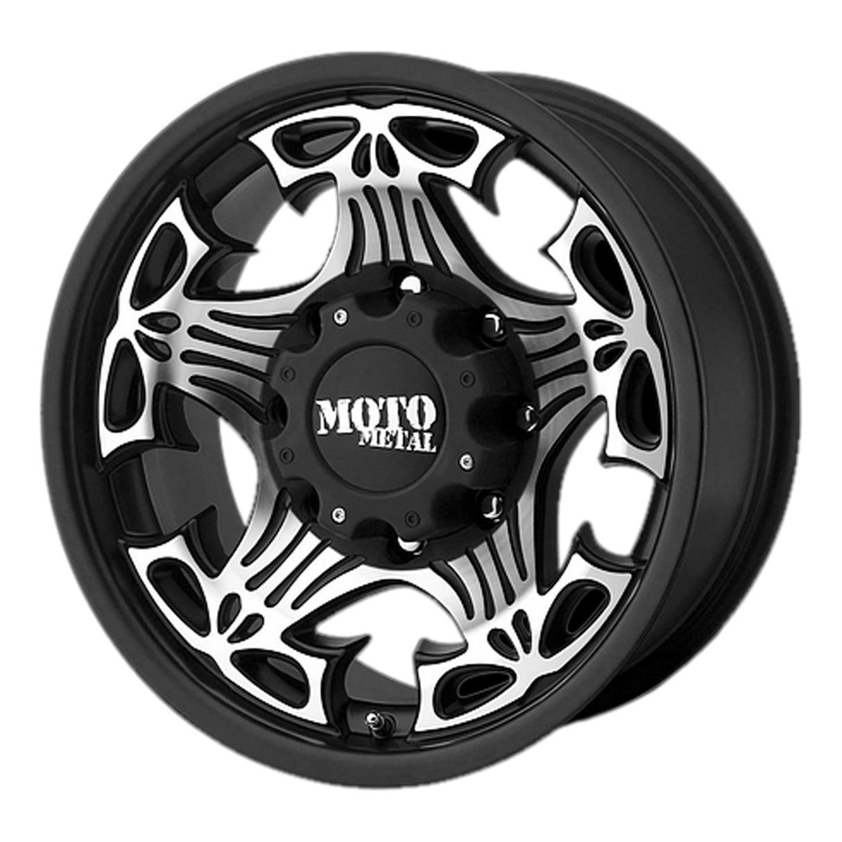 Moto Metal MO909 SKULL GLOSS BLACK W/ MACHINED FACE 18X9 8x170 et-12 125.1