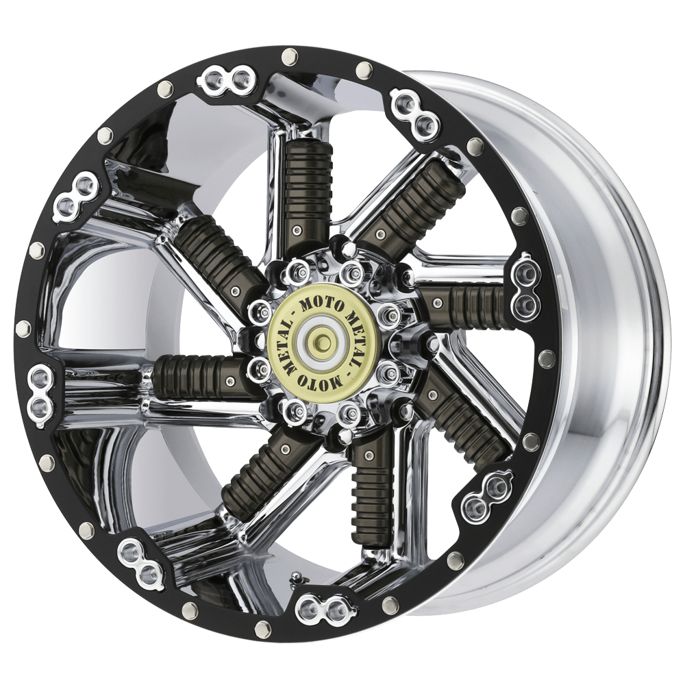 Moto Metal MO979 BUCKSHOT CHROME W/ GUN METAL INSERTS 20X10 8x170 et-24 125.1