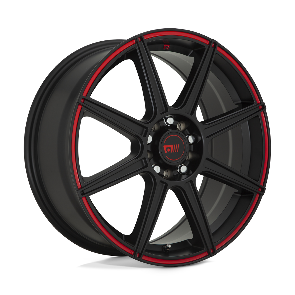 Motegi MR142 CS8 SATIN BLACK W/ RED STRIPE 15X6.5 5x100/5x114.3 et40 72.56