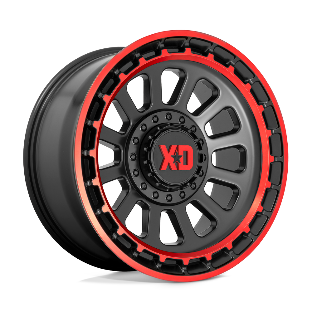 XD XD856 OMEGA SATIN BLACK MACHINED LIP W/ RED TINT 17X9 5x127/5x139.7 et-12 78.1