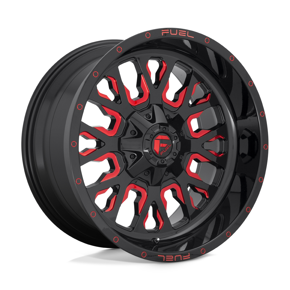Fuel 1PC D612 STROKE GLOSS BLACK RED TINTED CLEAR 18X9 8x180 et20 124.2