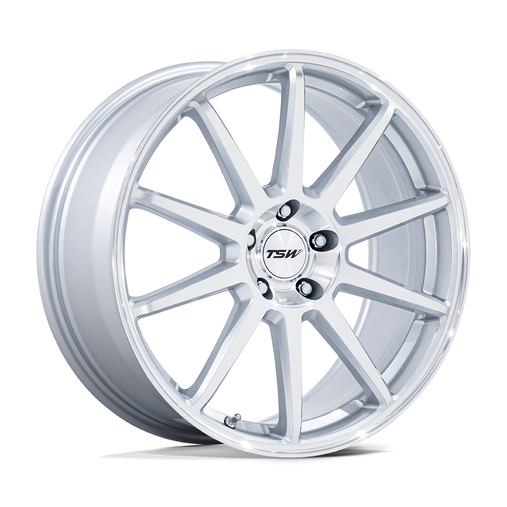 TSW TW004 CANARD GLOSS SILVER W/ MACHINED FACE 19X8.5 5x100 et38 72.56
