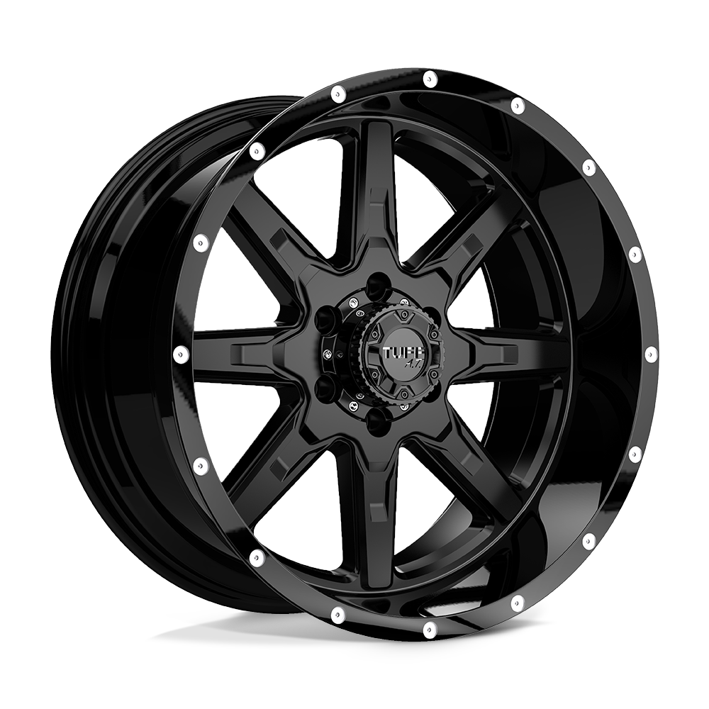 Tuff T15 SATIN BLACK W/ GLOSS BLACK LIP 18X10 8x165.1 et-13 130.81