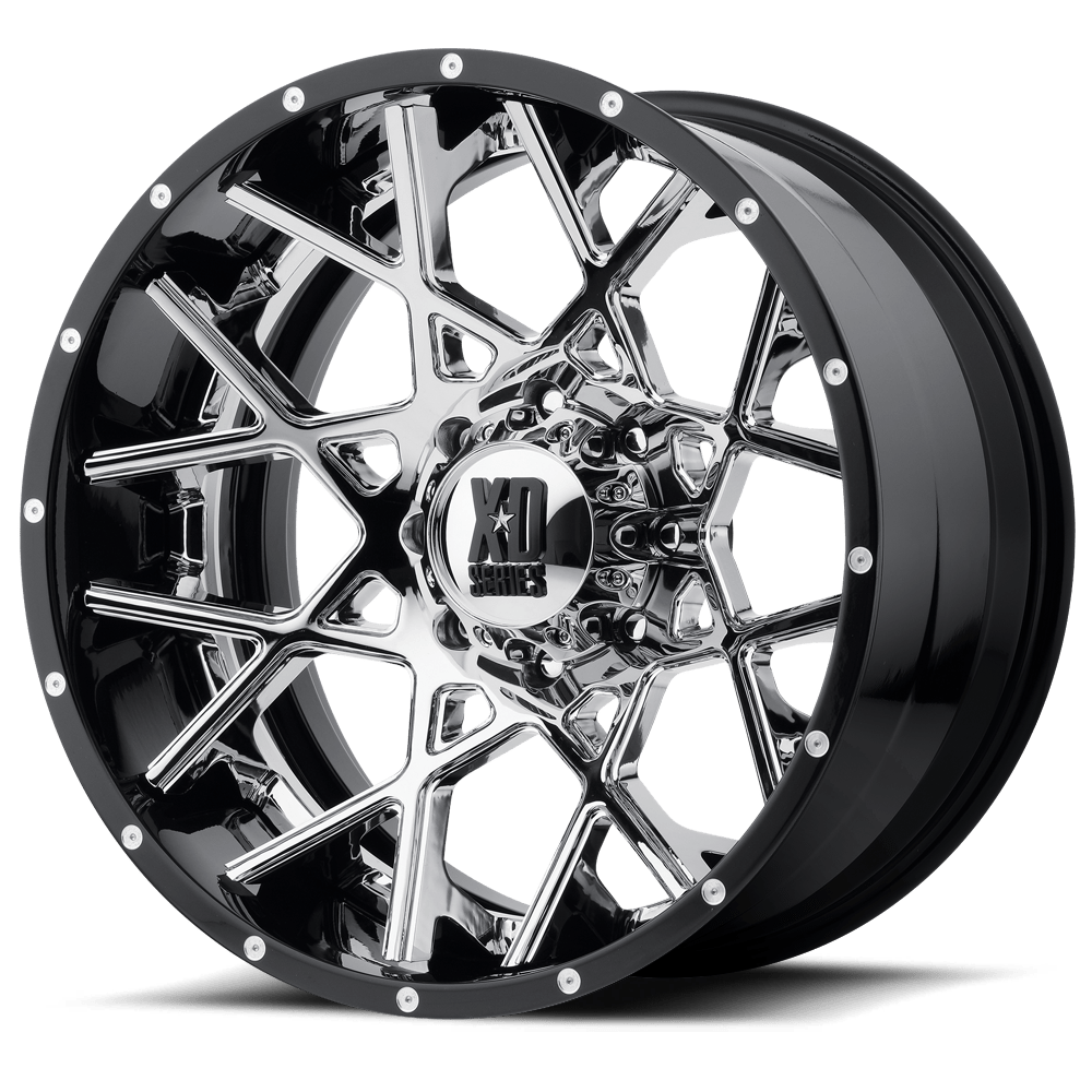 XD XD203 CHOPSTIX CHROME CENTER W/ GLOSS BLACK MILLED LIP 22X10 8x170 et-18 125.1