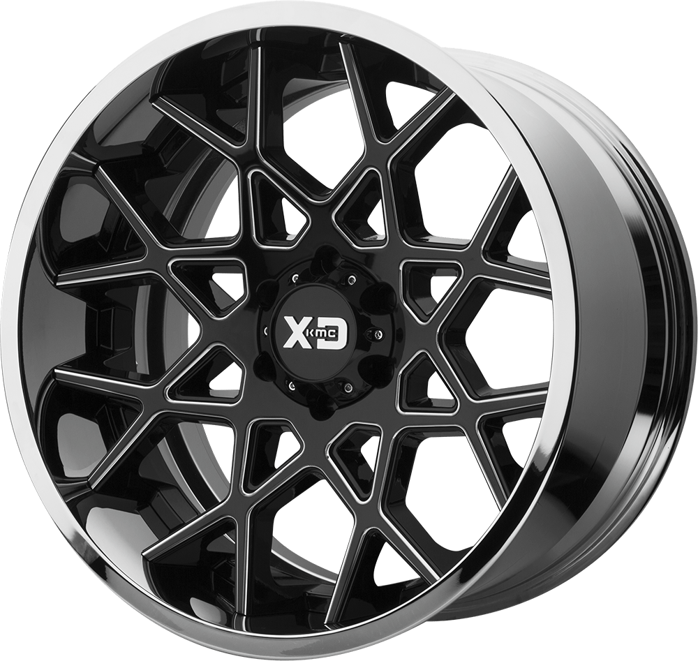XD XD203 CHOPSTIX GLOSS BLACK MILLED CENTER W/ CHROME LIP 22X12 6x139.7 et-44 106.1