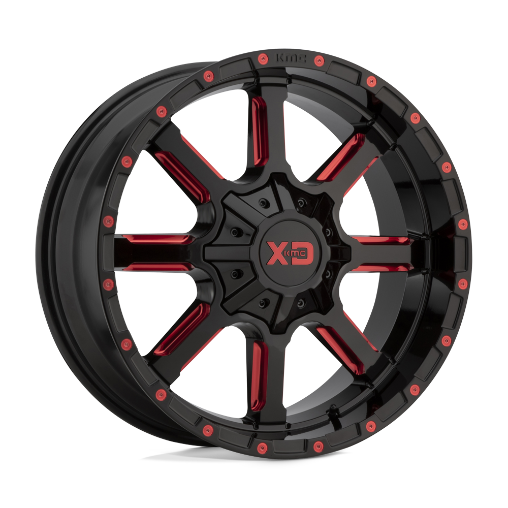 XD XD838 MAMMOTH GLOSS BLACK MILLED W/ RED TINT 22X10 8x180 et-18 124.2