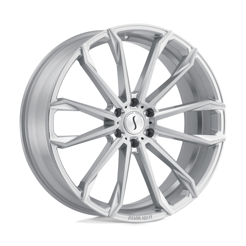 Status MASTADON SILVER W/ BRUSHED MACHINED FACE 22X9.5 5x127 et35 71.5