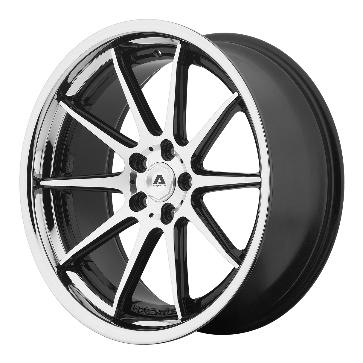 Adventus AVS-4 GLOSS BLACK MACHINED W/ SS LIP 20X10 5x120 et35 74.1