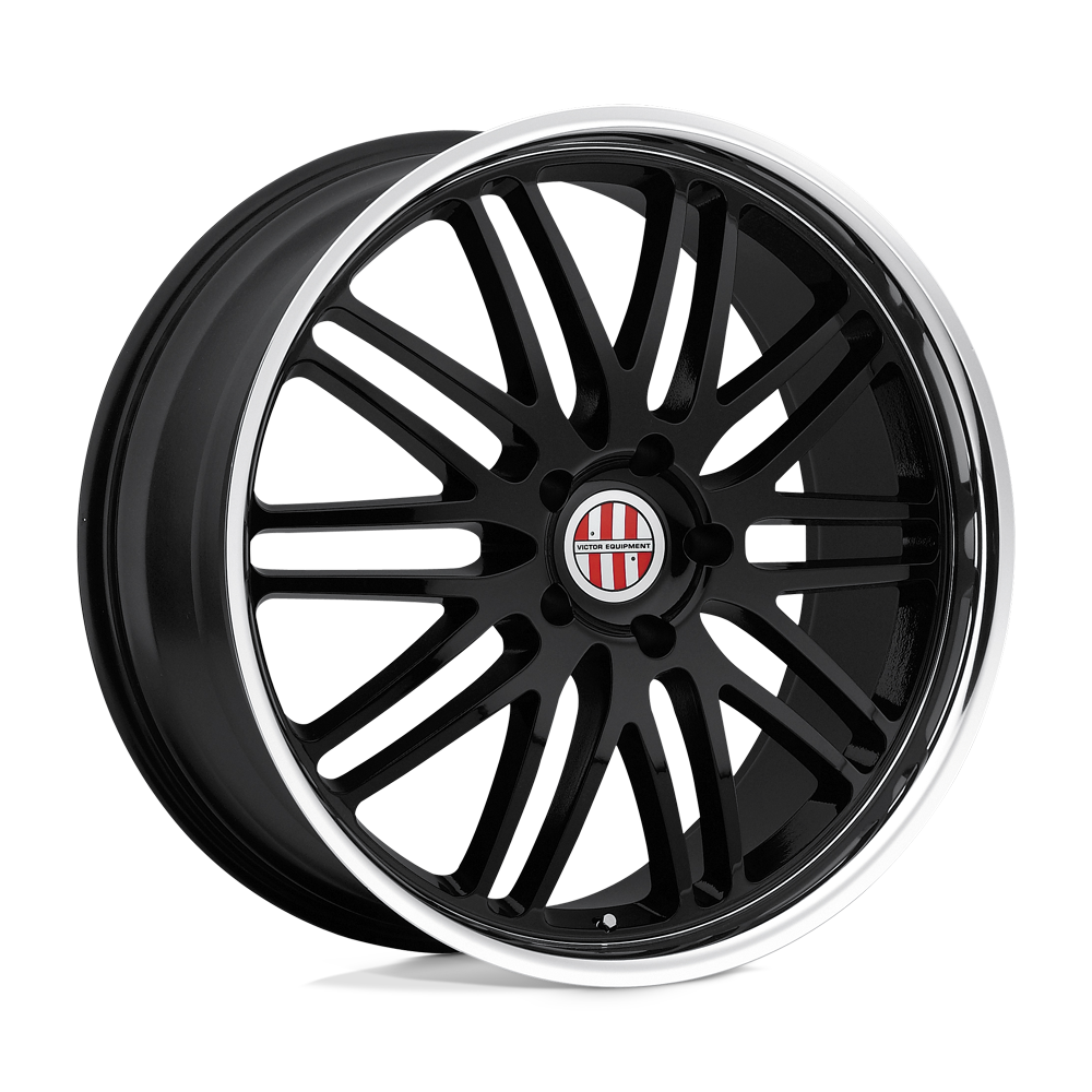 Victor Equipment LEMANS GLOSS BLACK W/ MIRROR CUT LIP 19X11 5x130 et52 71.5