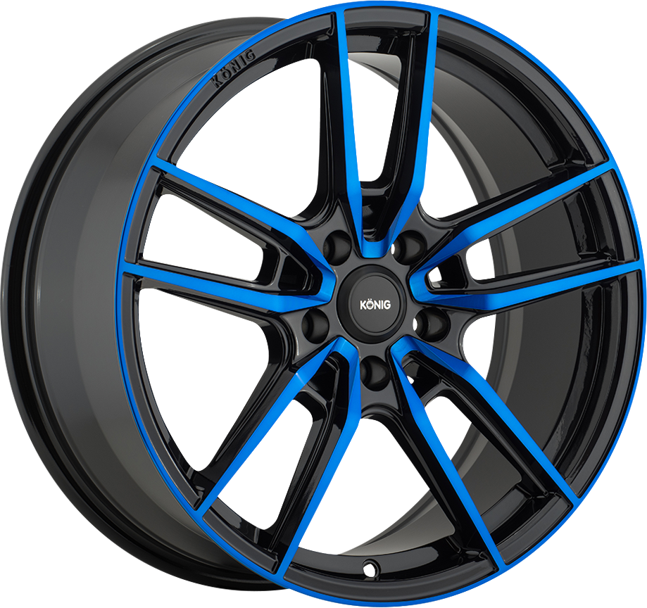 Konig Myth Gloss Black w/ Blue Tinted Clear Coat 19x8.5 5x114.3 et40 73.1