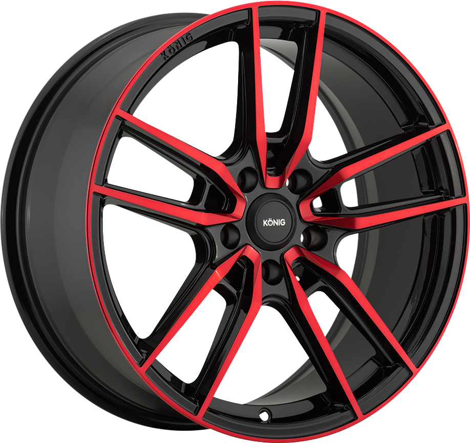 Konig Myth Gloss Black w/ Red Tinted Clear Coat 16x7.5 5x114.3 et43 73.1