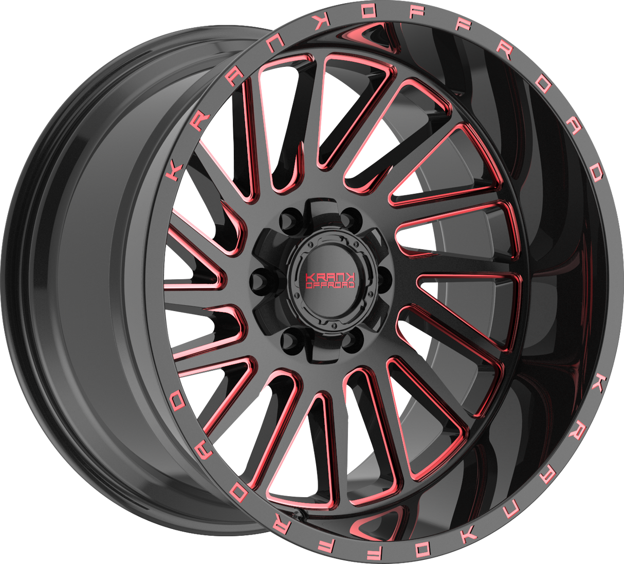 Krank Offroad Coil Gloss Black Red Milled 20x12 6x135/6x139.7 et-44 108