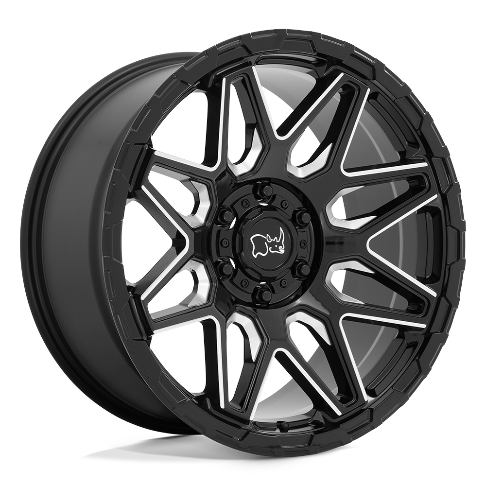 Black Rhino SHOCKWAVE GLOSS BLACK W/ MILLED SPOKES 20X9.5 5x150 et12 110.1
