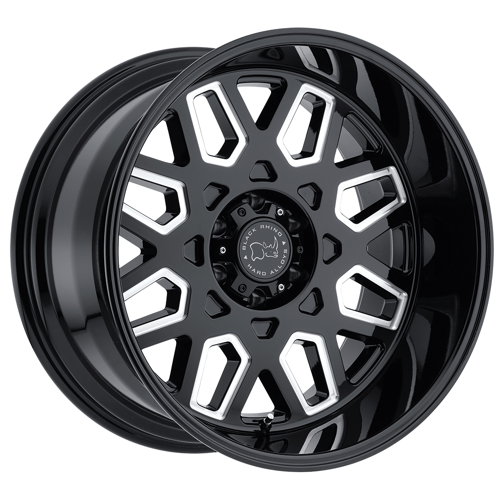 Black Rhino PREDATOR GLOSS BLACK W/ MILLED WINDOWS 20X12 6x135 et-44 87.1