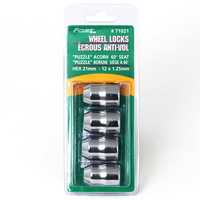 Acorn Chrome Lock Nut 60° Bulge-12x1.25mm-19/21mm Hex (PKG/4)