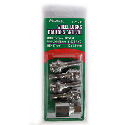 Acorn Chrome Lock Bolt Set 60° Seat-12x1.50mm-28mm Shank-17/19mm Hex (PKG/4)