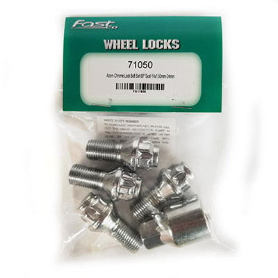 Acorn Chrome Lock Bolt Set 60° Seat-14x1.50mm-24mm Shank-17/19mm Hex (PKG/4)