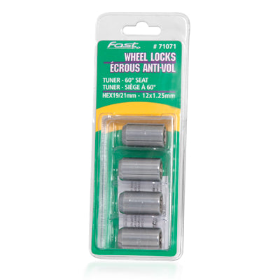 Tuner Chrome Lock Nut Set 60° Seat-12x1.25mm-19/21mm Hex (PKG/4)