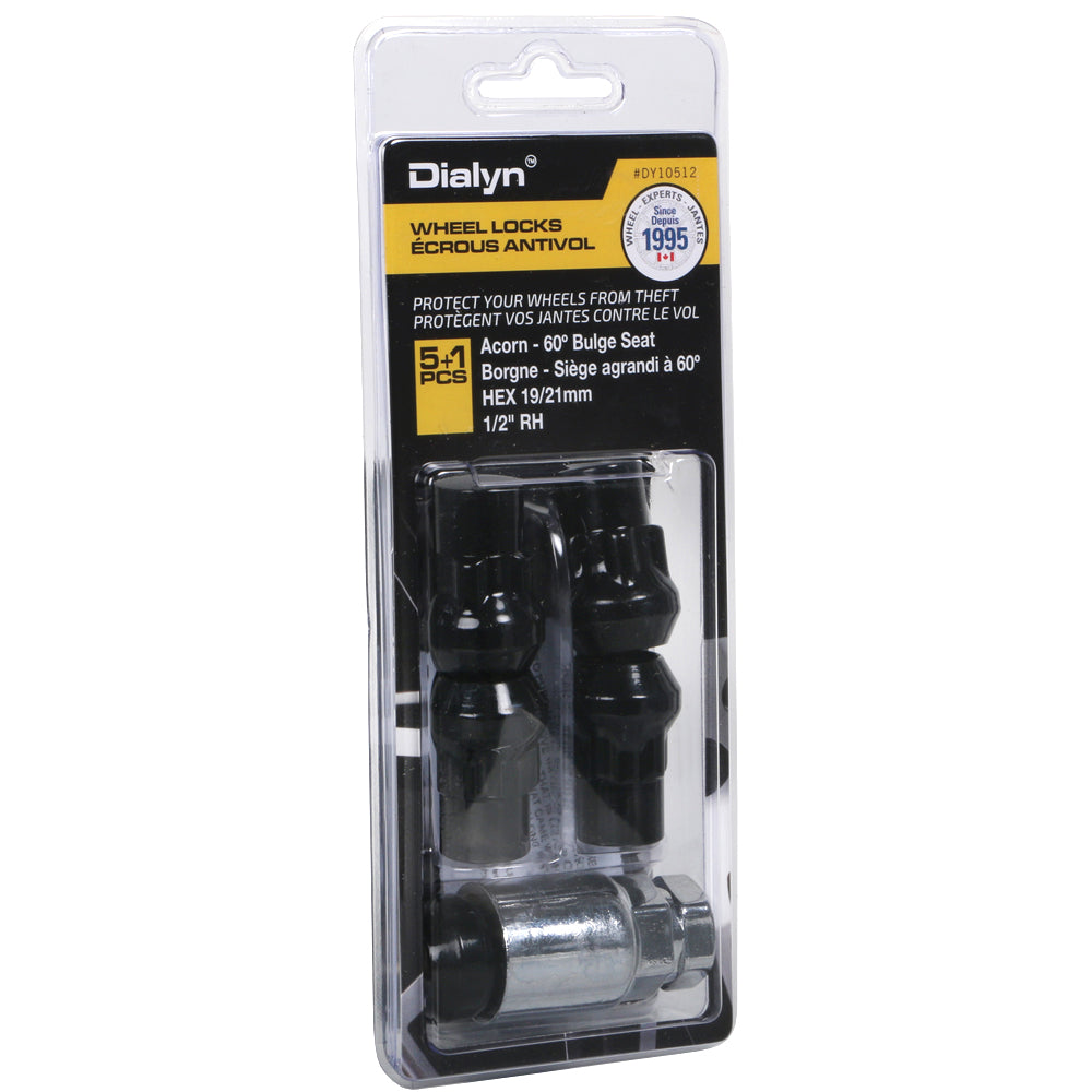 Acorn Black Lock Nut 60° Bulge-1/2" RH-19/21mm Hex (PKG/5)