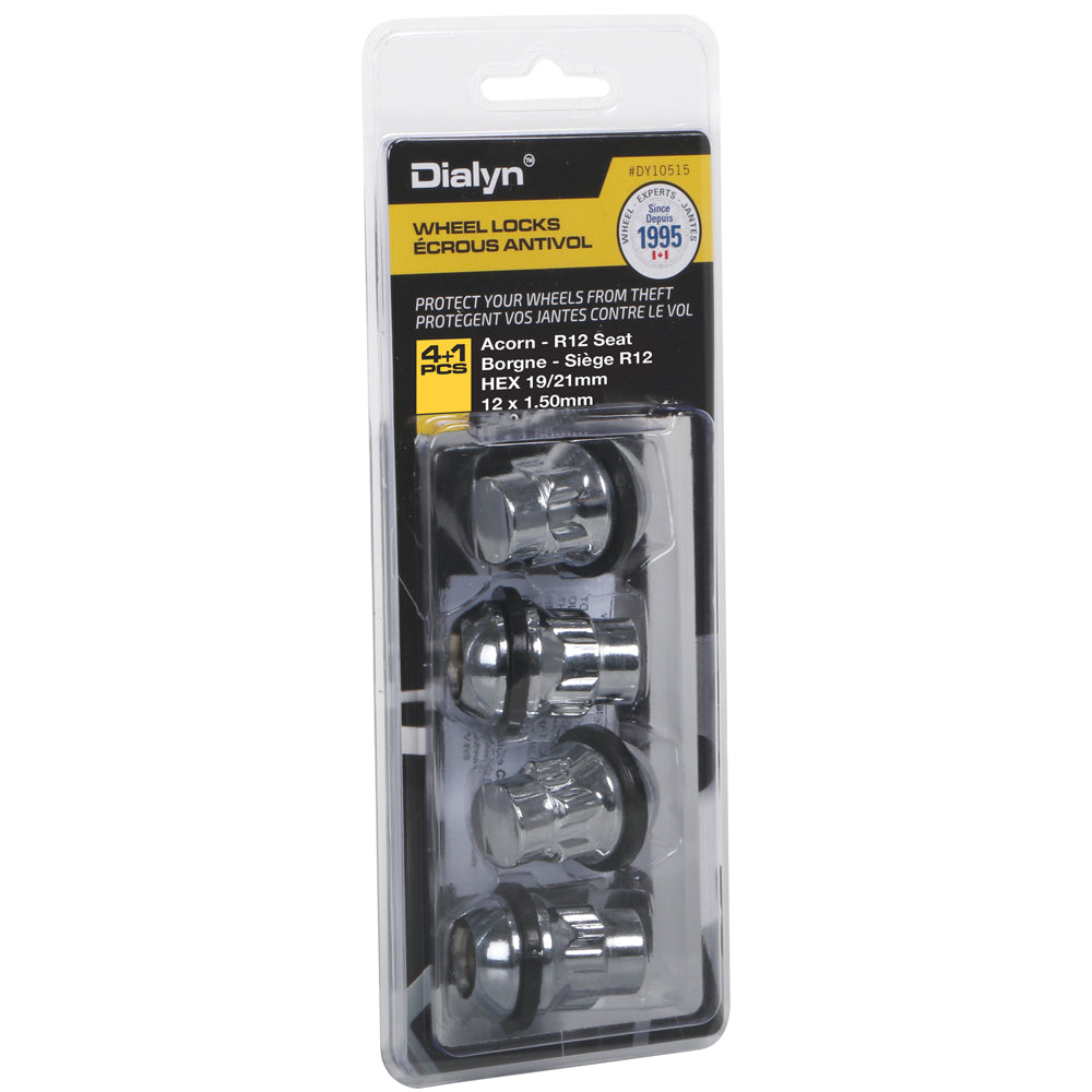 Acorn Chrome Lock Nut Set R12 Radius Seat-12x1.50mm-19/21mm Hex (PKG/4)